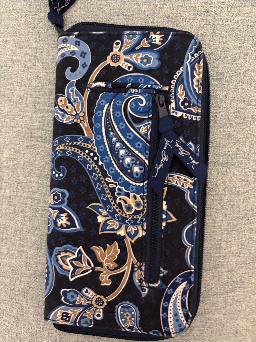 Navy Blue Paisley Zip Wallet